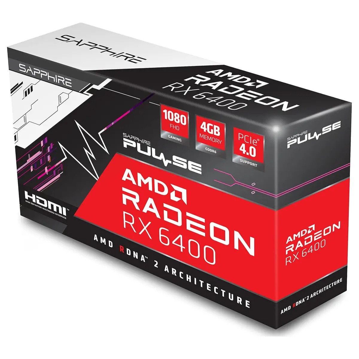 Sapphire PULSE AMD Radeon RX 6400 Video Graphics Card, 4GB GDDR6 64-Bit, PCI-Express 4.0x4, 11315-01-20G