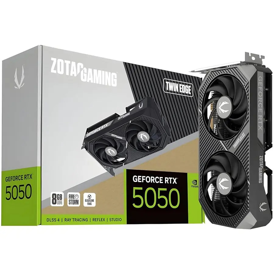 ZOTAC Gaming GeForce RTX 5050 Twin Edge Graphics Card, 8GB GDDR6, 128-Bit, PCI Express 5.0 x8, ZT-B50500E-10M