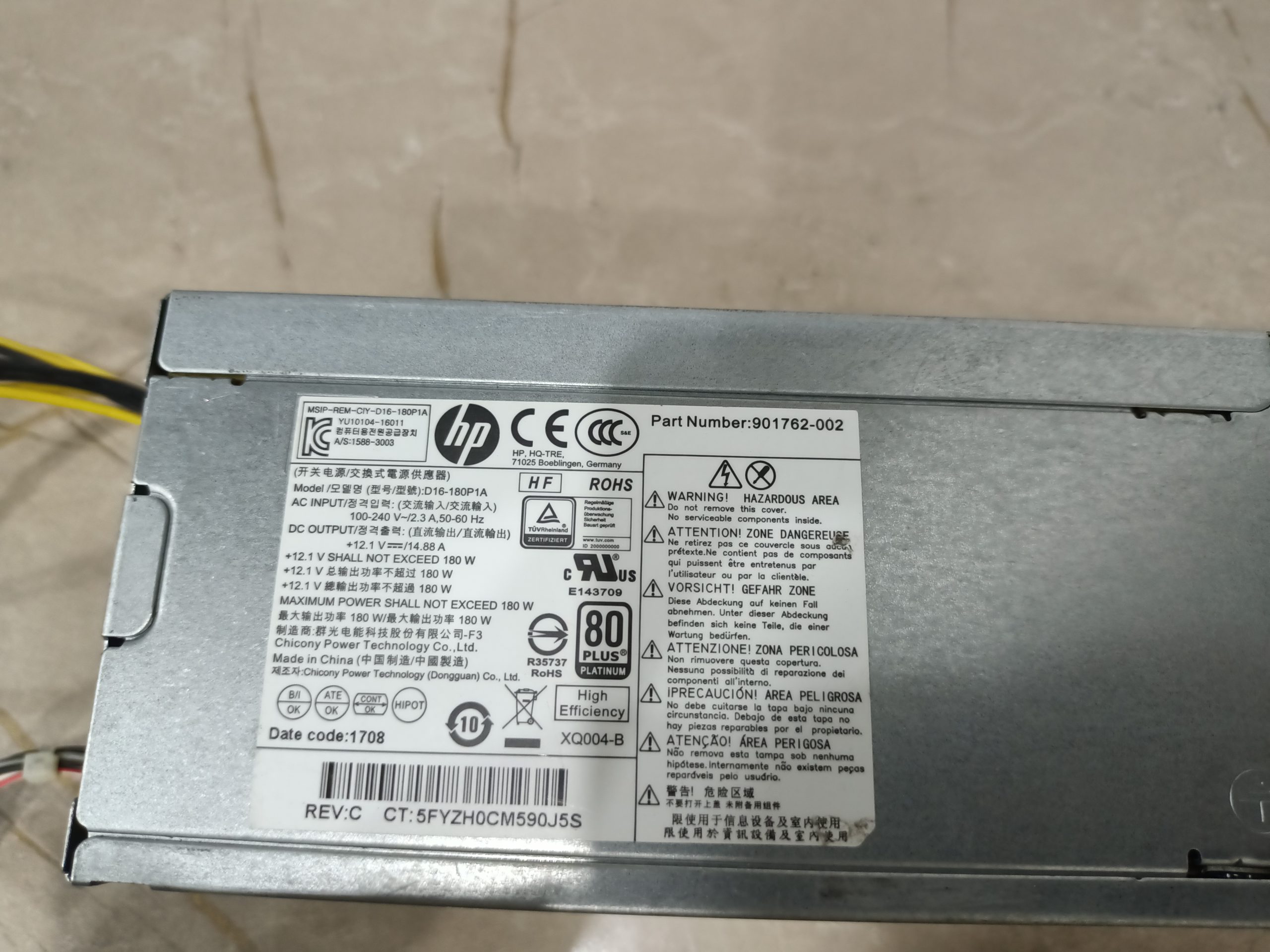 Hp EliteDesk 800 G3 SFF Desktop Power Supply Part Number 901762-002 - Image 5